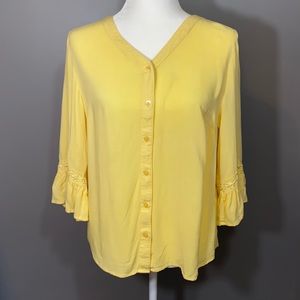 Chico’s Button Down Top With Ruffled Sleeves Sz M